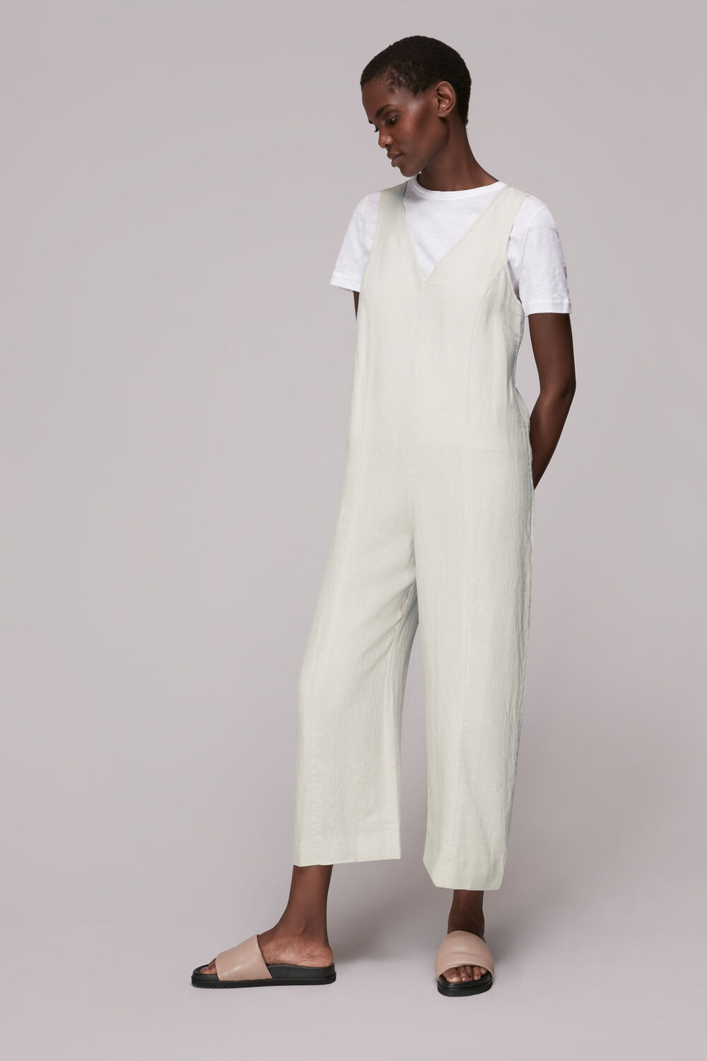 Linen V Neck Jumpsuit