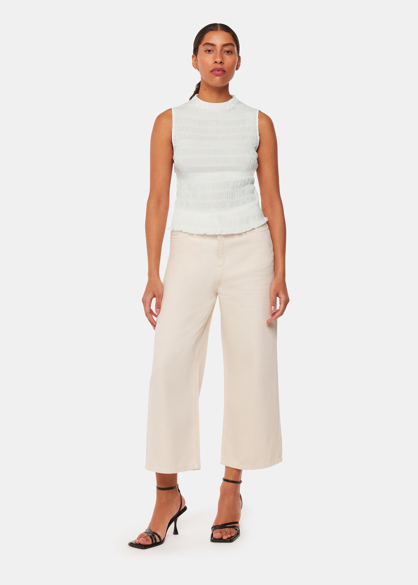White Plisse Sleeveless Top | WHISTLES | Whistles US |