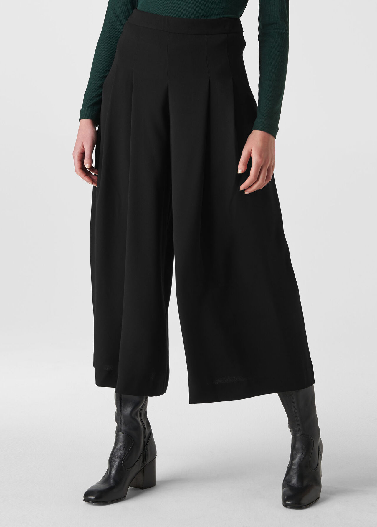 Pleat Front Wide Leg Trouser Black