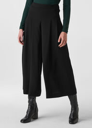 Pleat Front Wide Leg Trouser Black