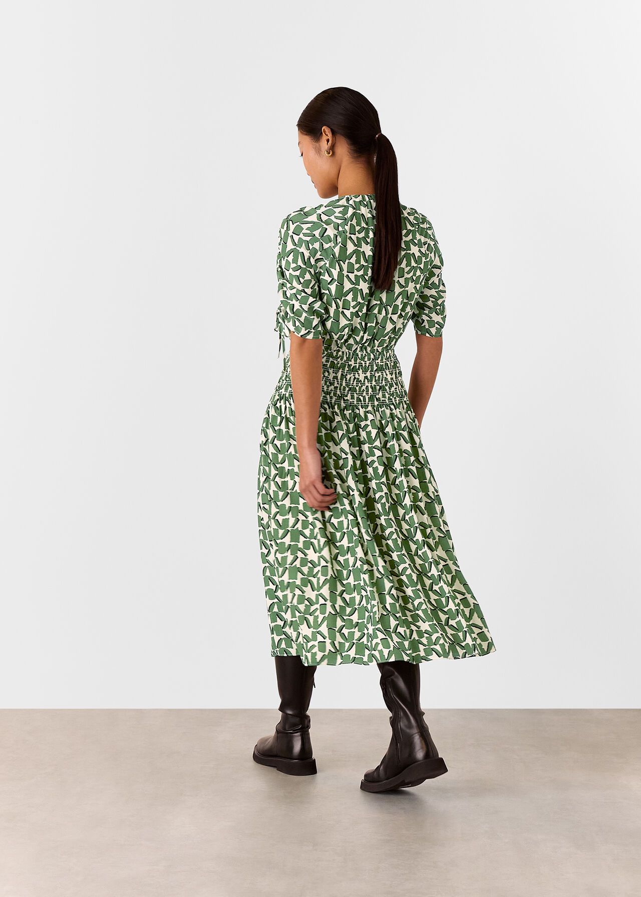 Petite Abstract Squares Midi Dress