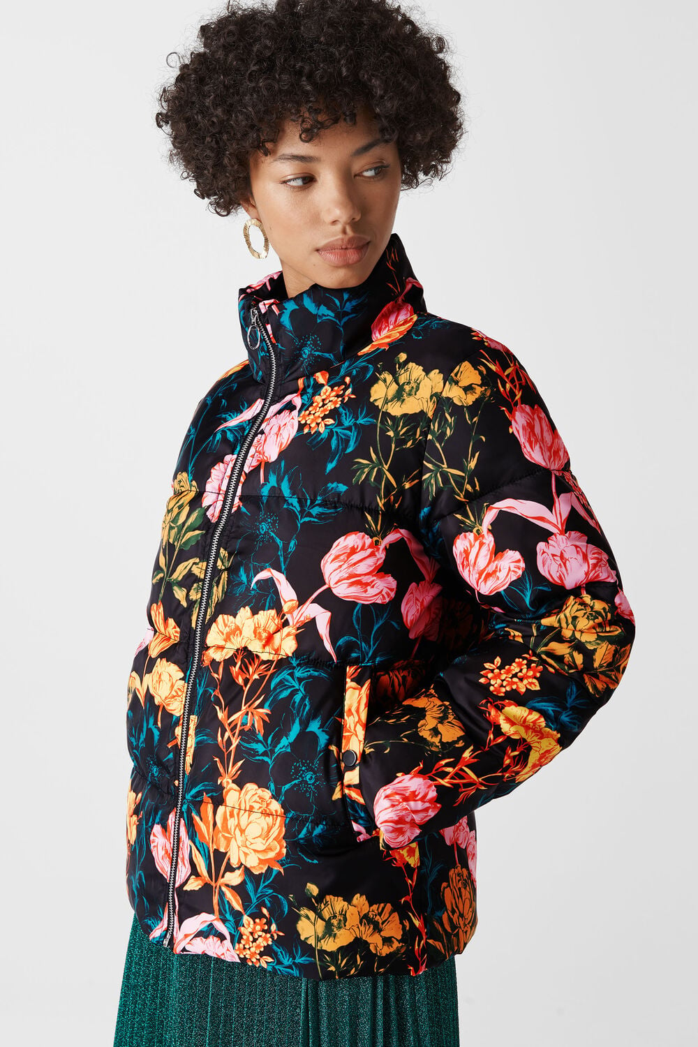 Floral Printed Puffer Multicolour