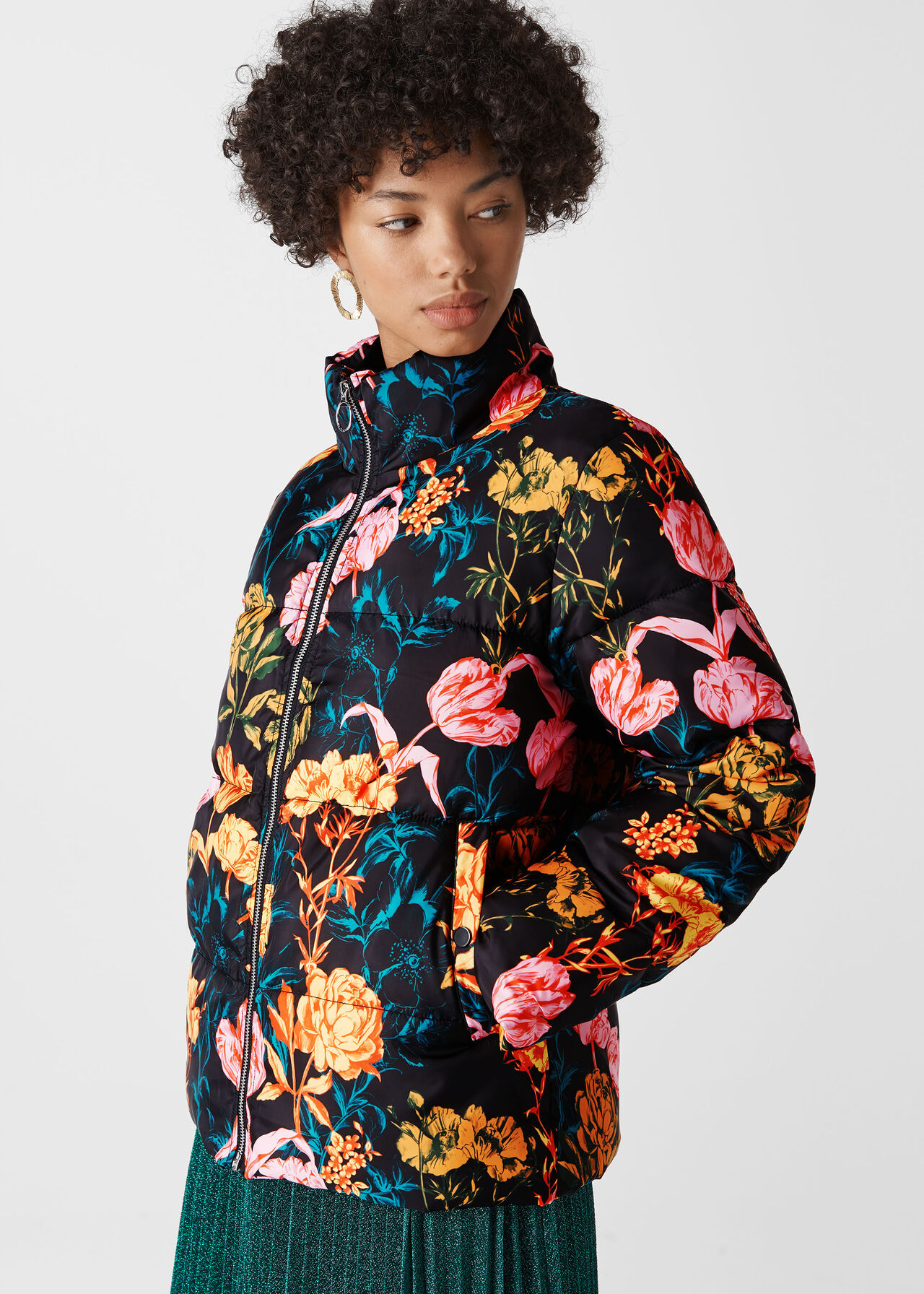 Floral Printed Puffer Multicolour