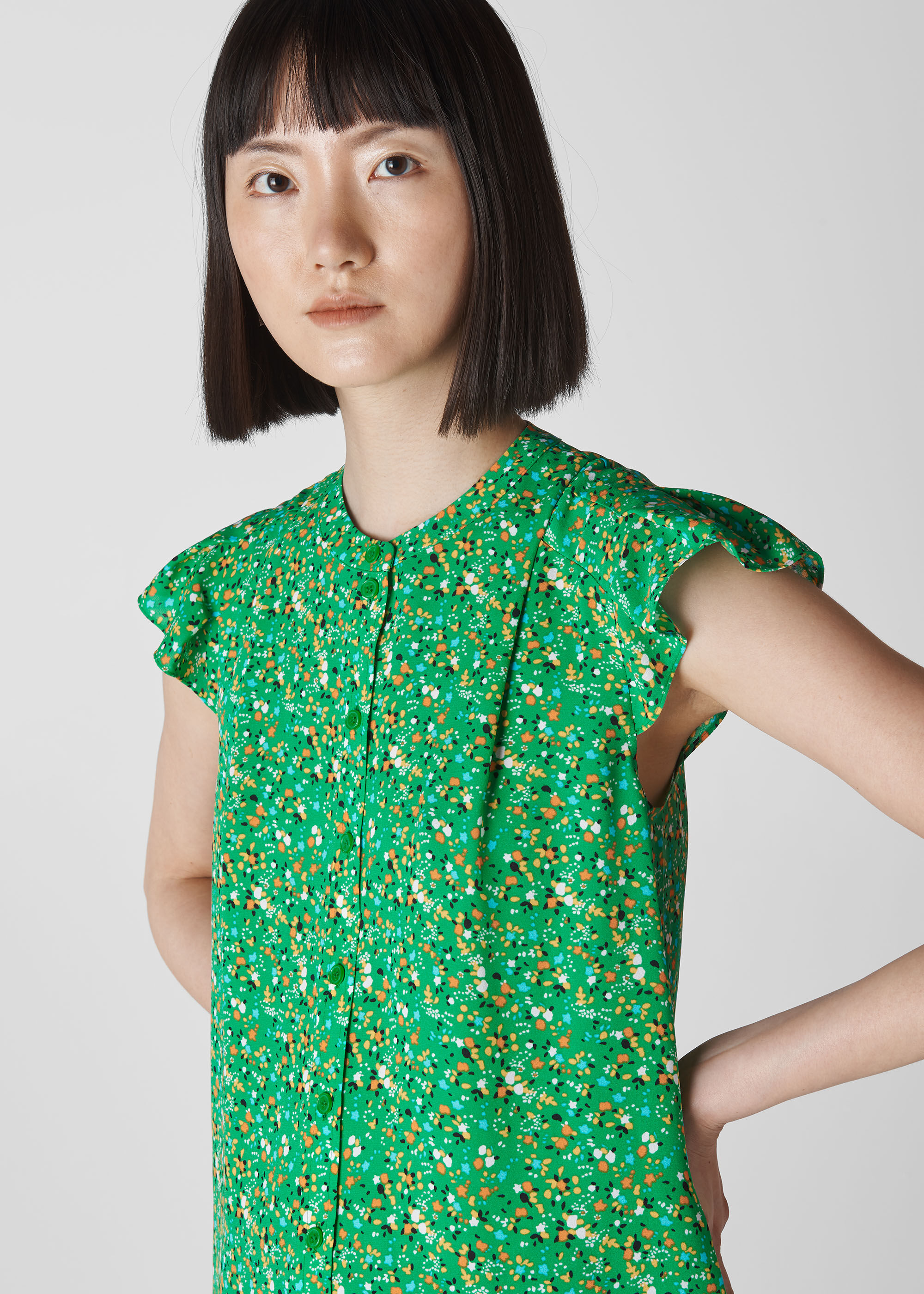 Ditsy blossom pleated dress discount