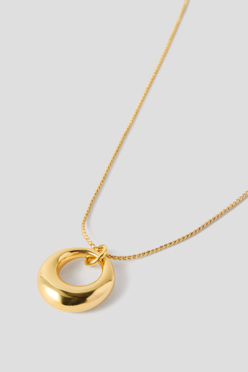 Gold Curved Pendant Necklace
