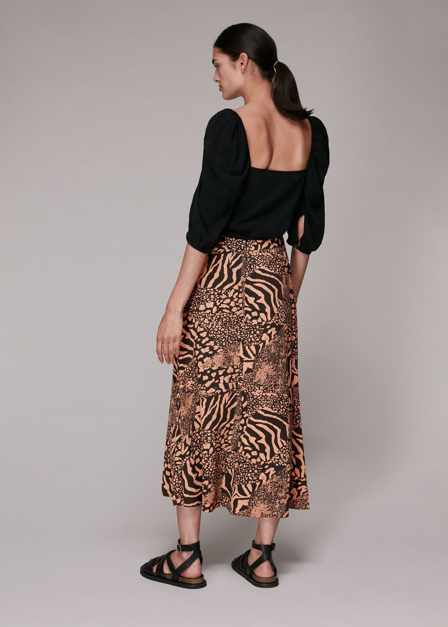 Multicolour Patchwork Animal Button Skirt WHISTLES