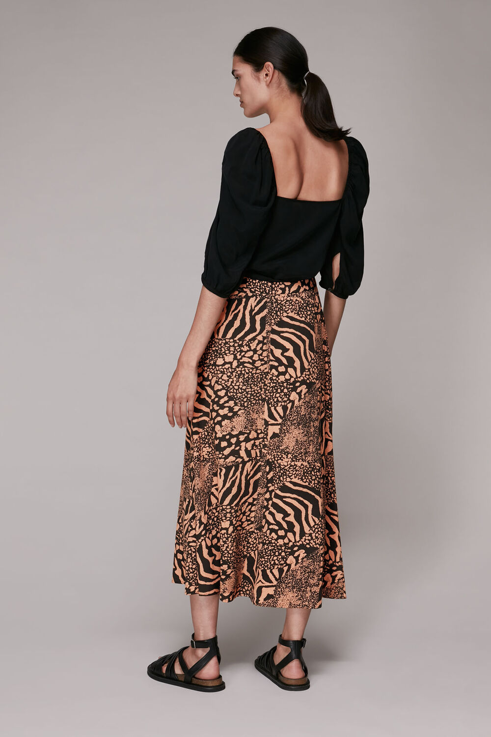 Patchwork Animal Button Skirt