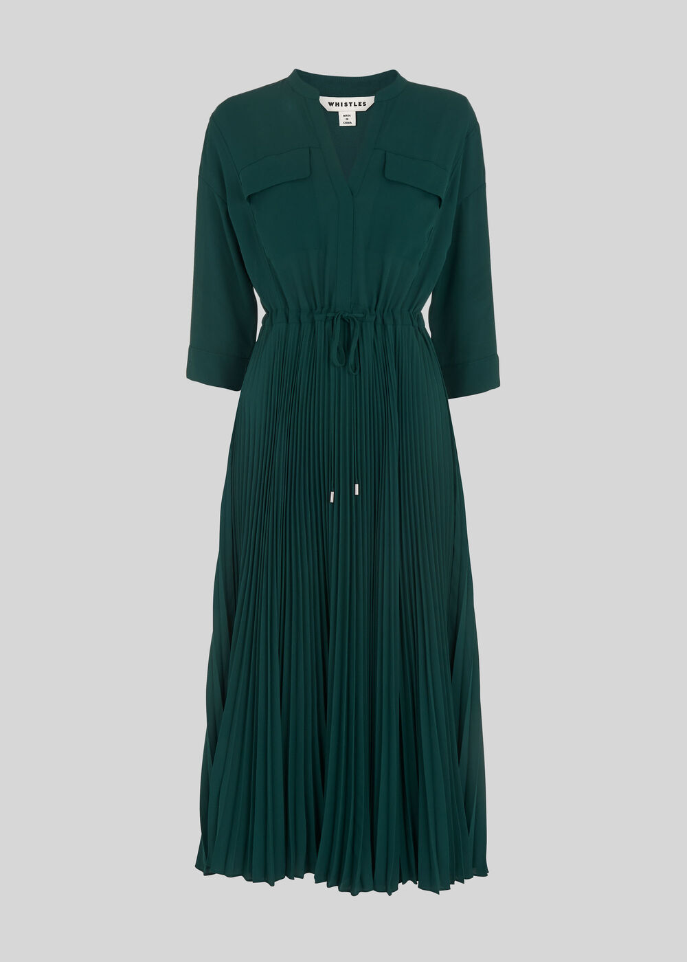 Wendy Pleat Shirt Dress Dark Green