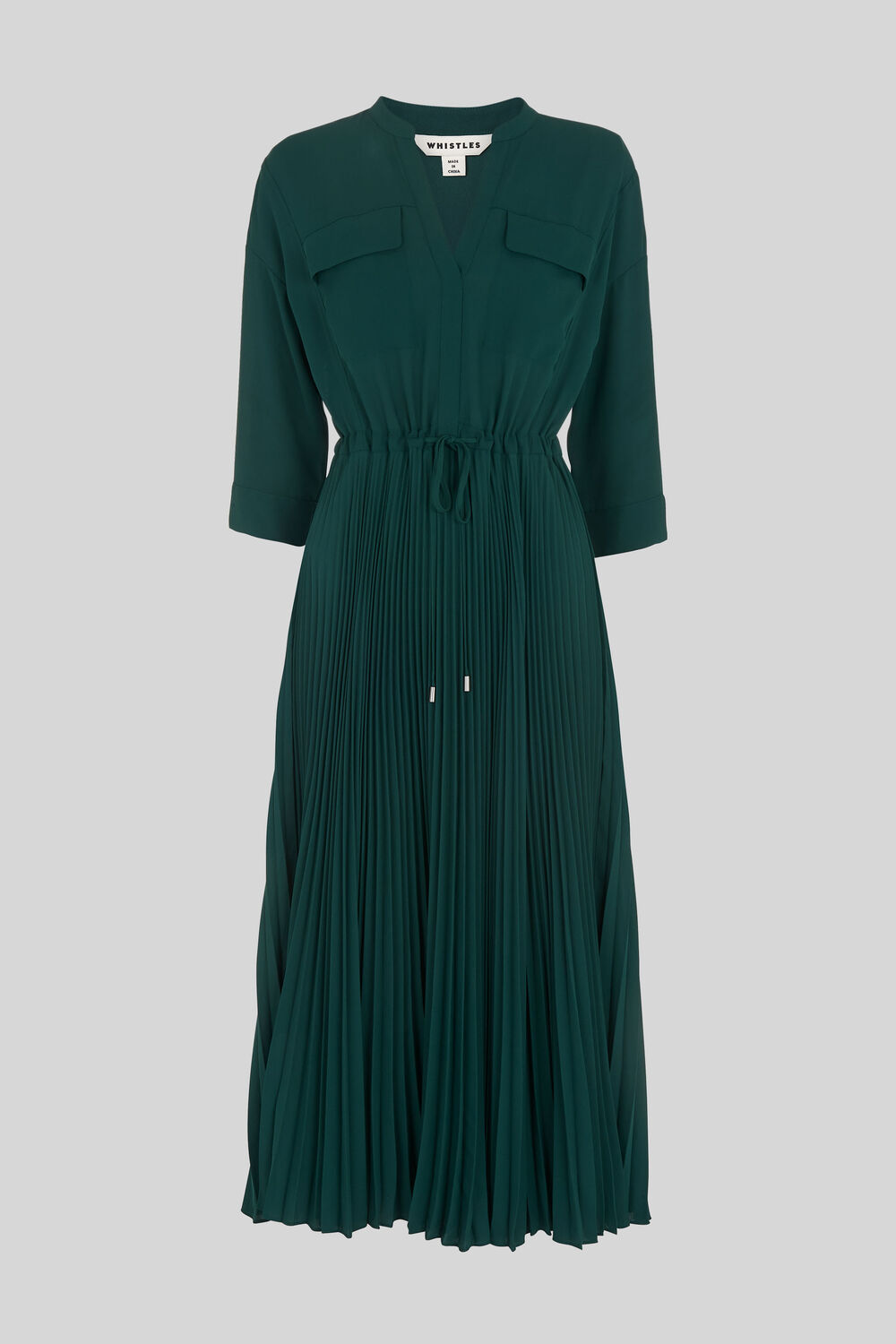 Wendy Pleat Shirt Dress Dark Green
