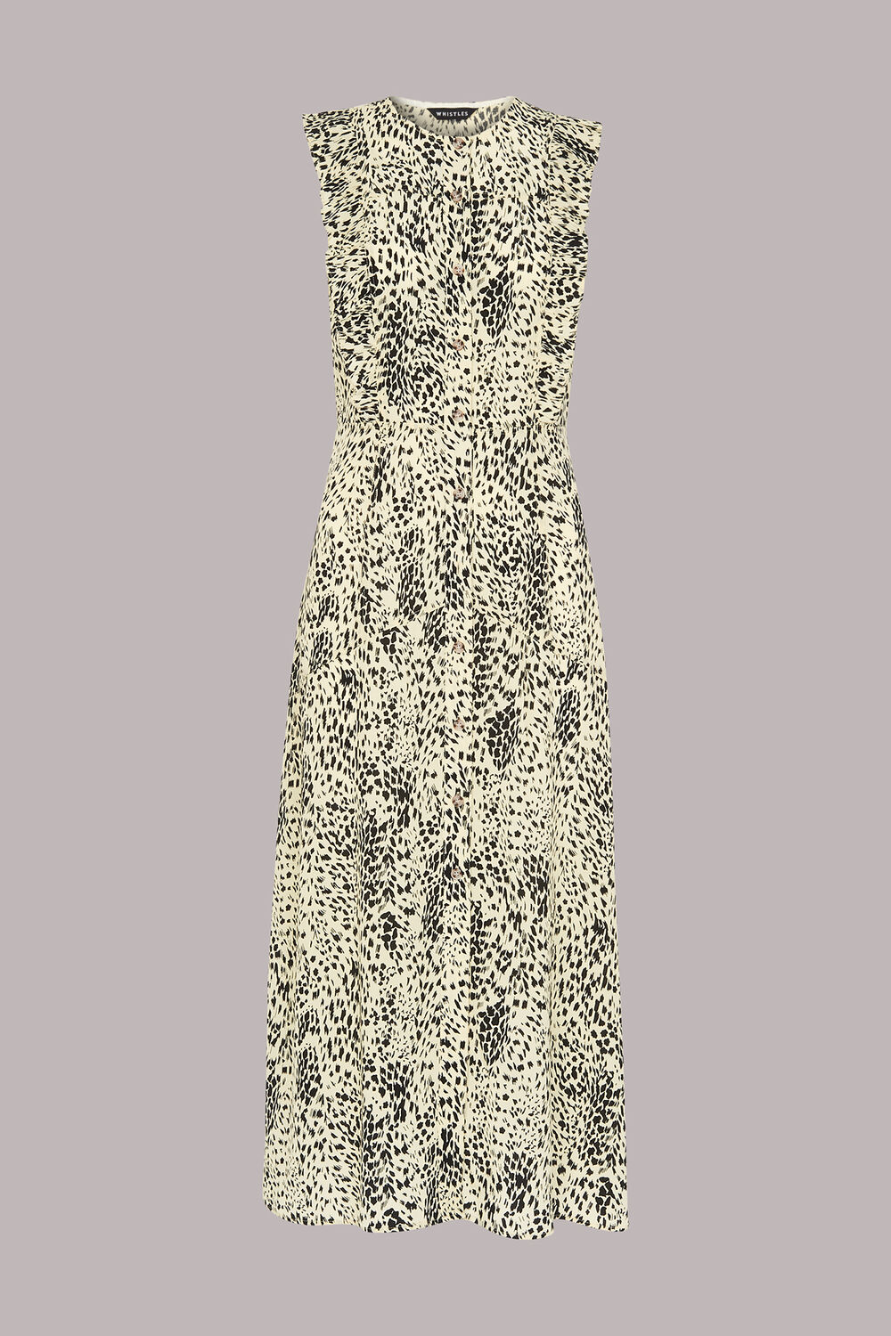 Yellow Lively Animal Frill Midi Dress
