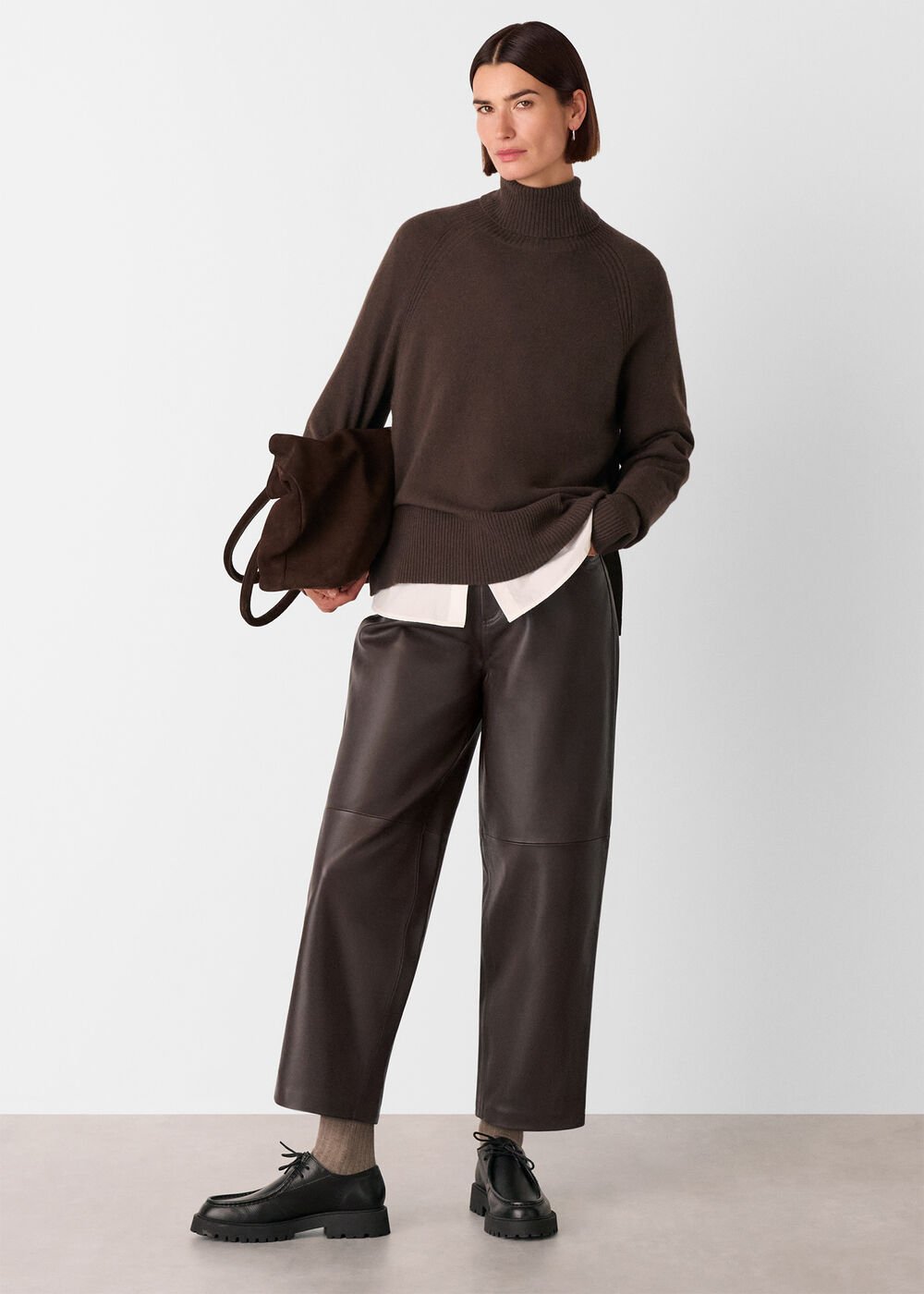 Leather Barrel Leg Trouser