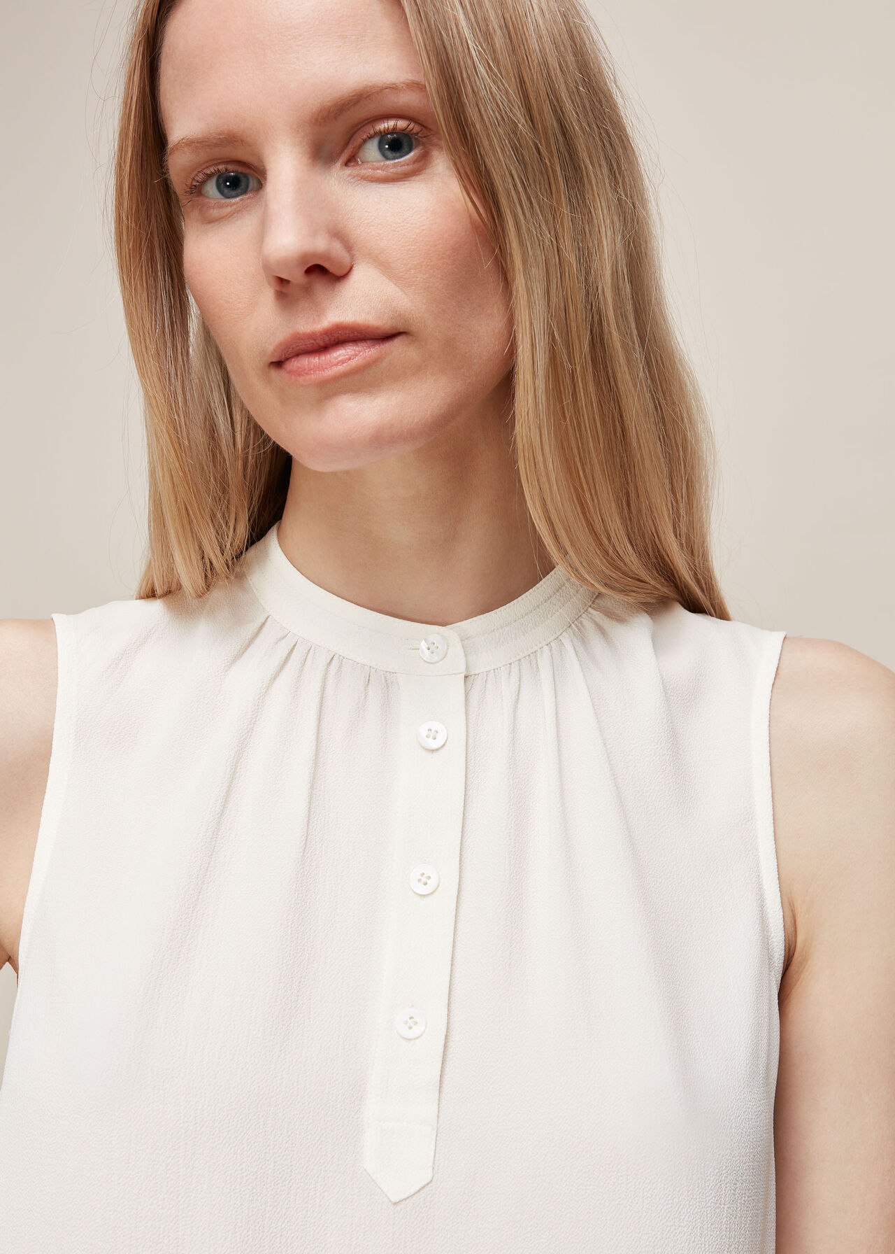 Textured Sleeveless Blouse Ivory