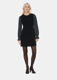 Petite Velvet Pleat Sleeve Mini Dress