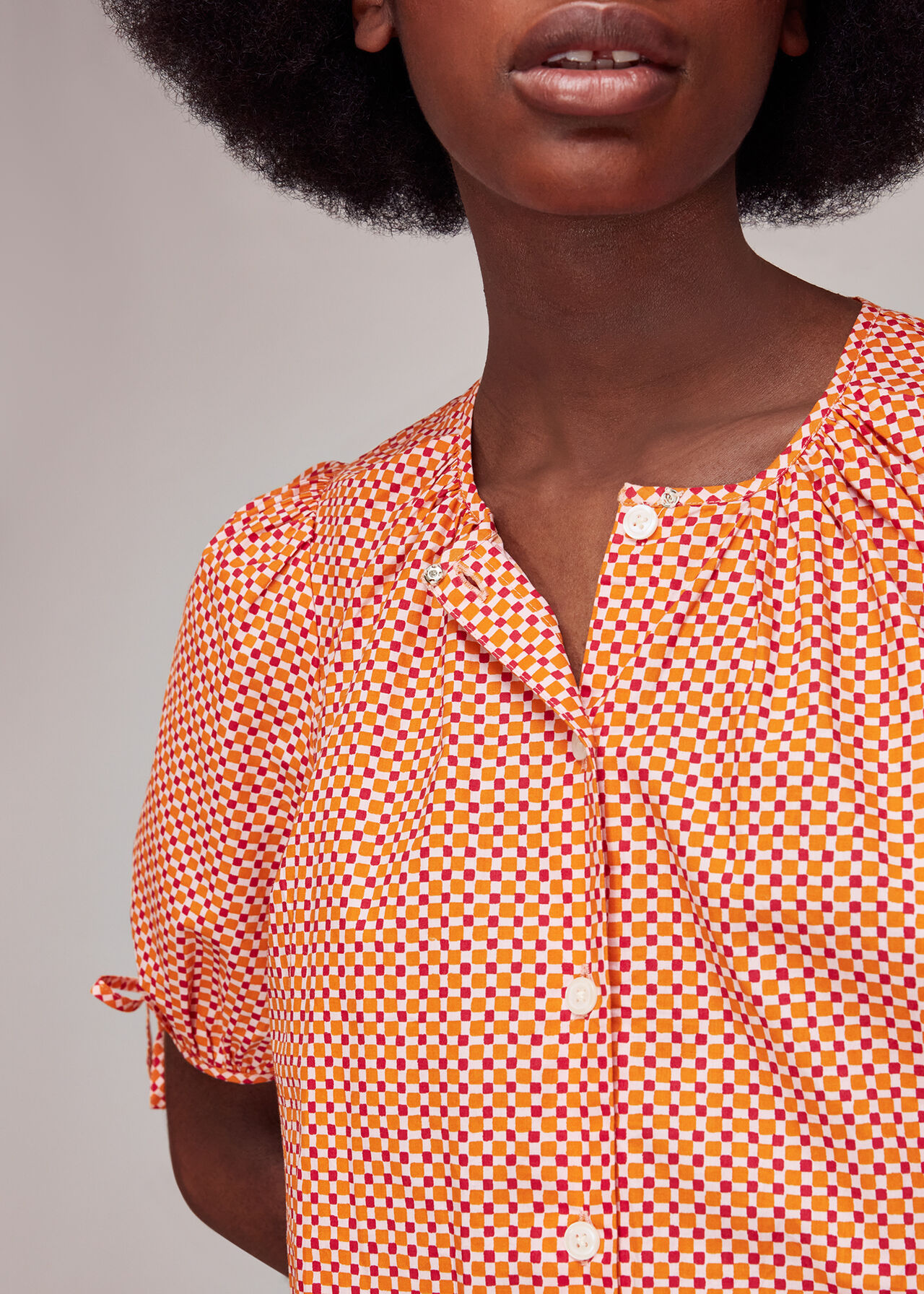 Ditsy Square Button Up Dress