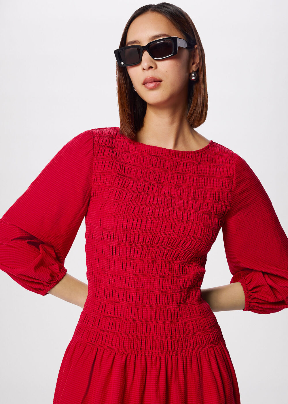 Smocked Bodice Midi Dress