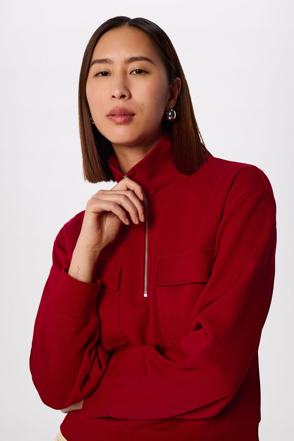 Dark Red Funnel Quarter Zip Sweat