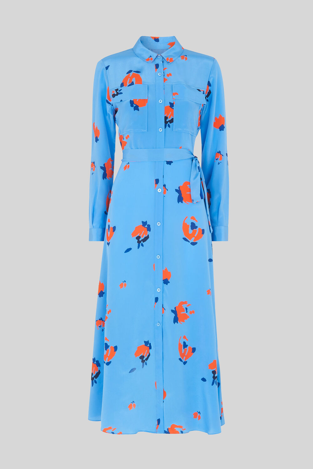 Elfrida Bud Print Silk Dress Blue/Multi