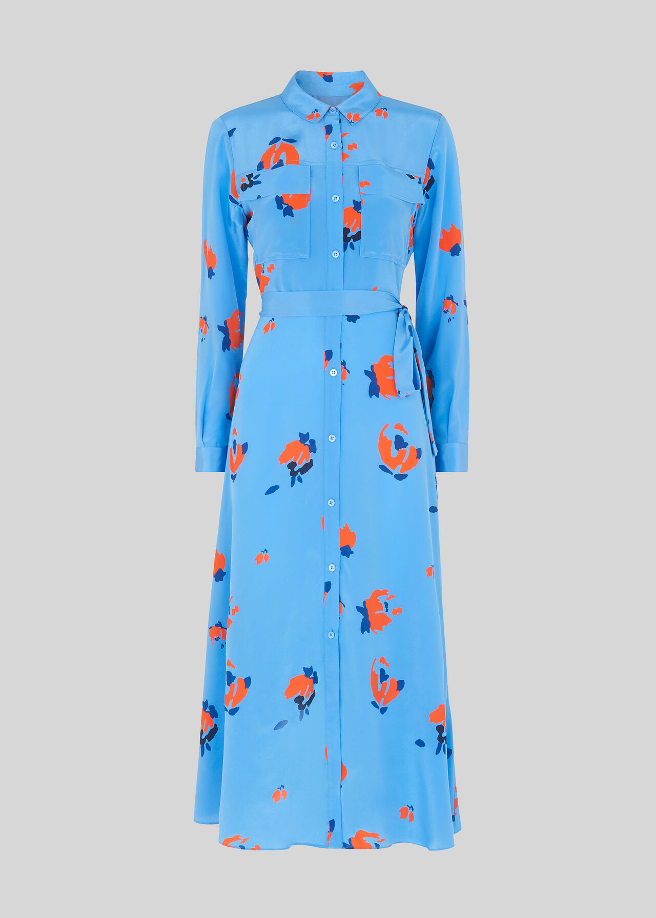 Elfrida Bud Print Silk Dress Blue/Multi