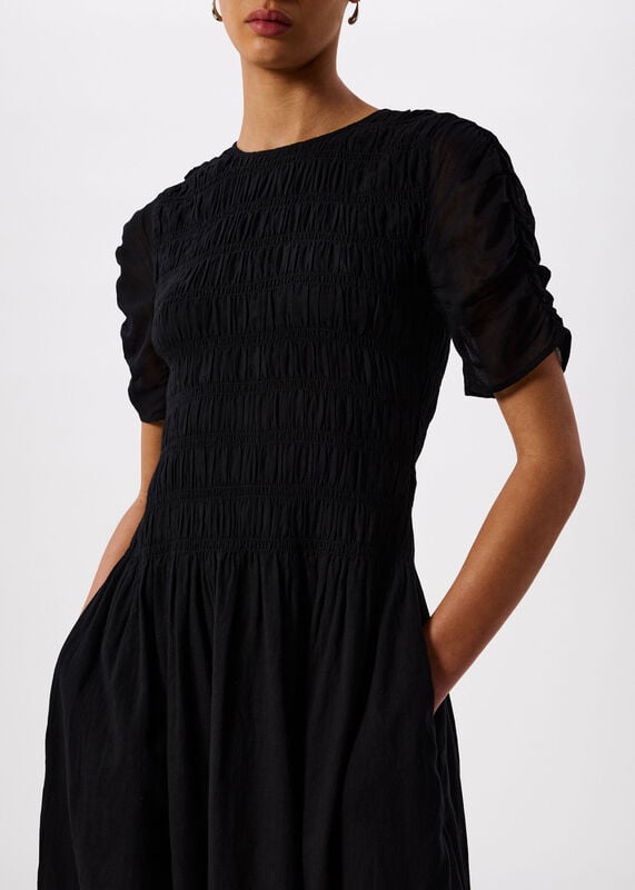 Black Avery Smocked Dress