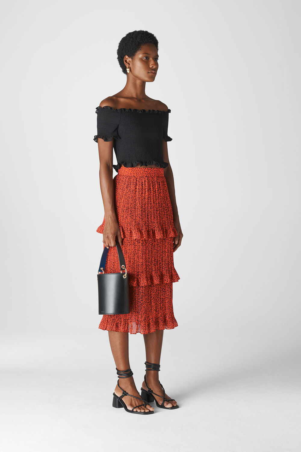 Mini Leopard Tiered Skirt Flame/Multi