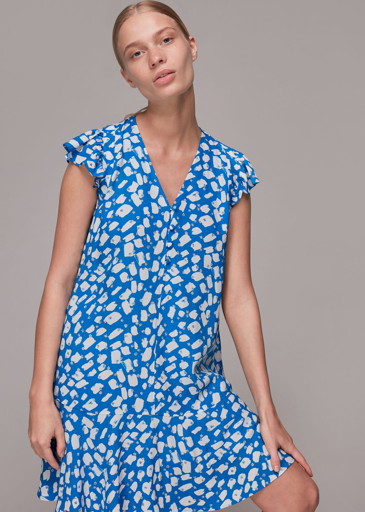 Blue daisy print dress shop