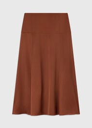 Panel Waist Satin Midi Skirt