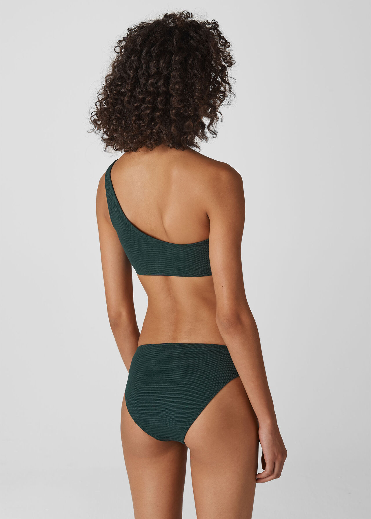 Tort Ring One Shoulder Top Dark Green