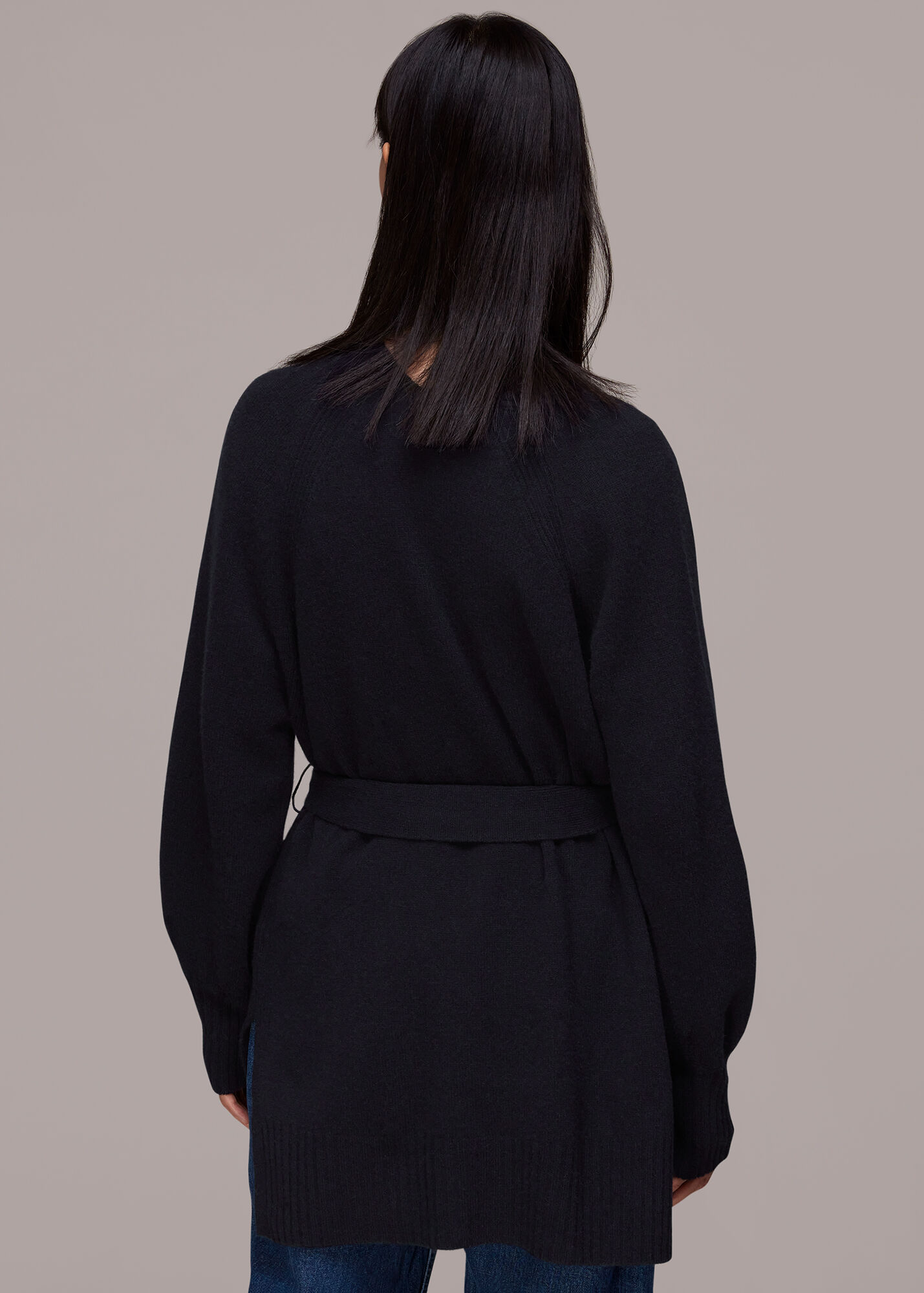 Navy Knitted Wrap Cardigan WHISTLES