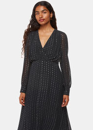 Petite Metallic Stripe Midi Dress