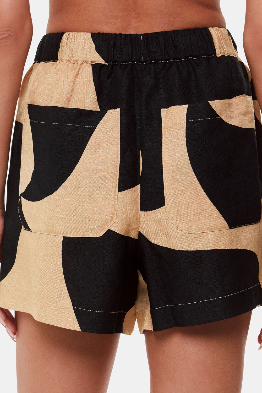 Black Swirl Linen Blend Short