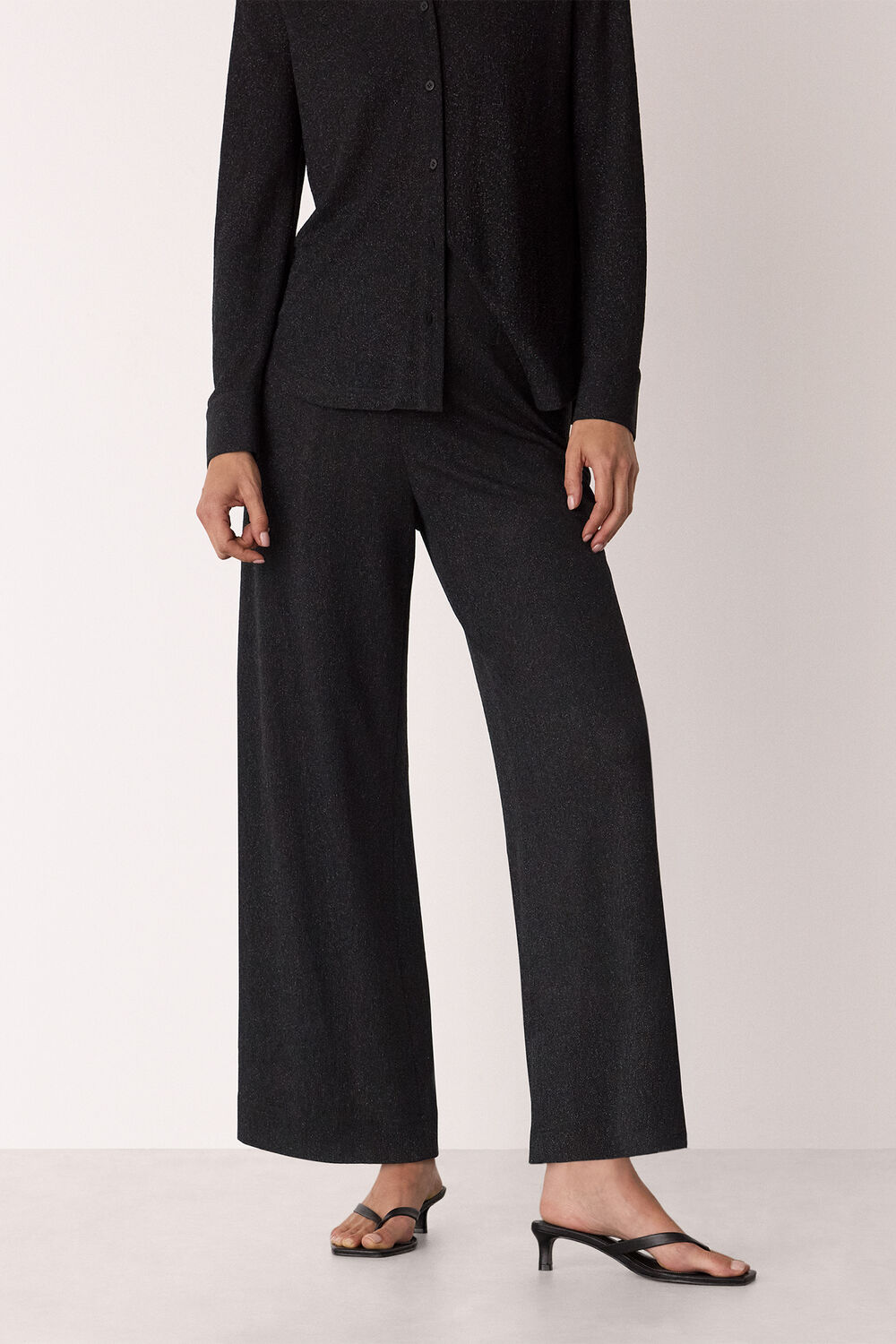 Black Eva Sparkle Cropped Trouser