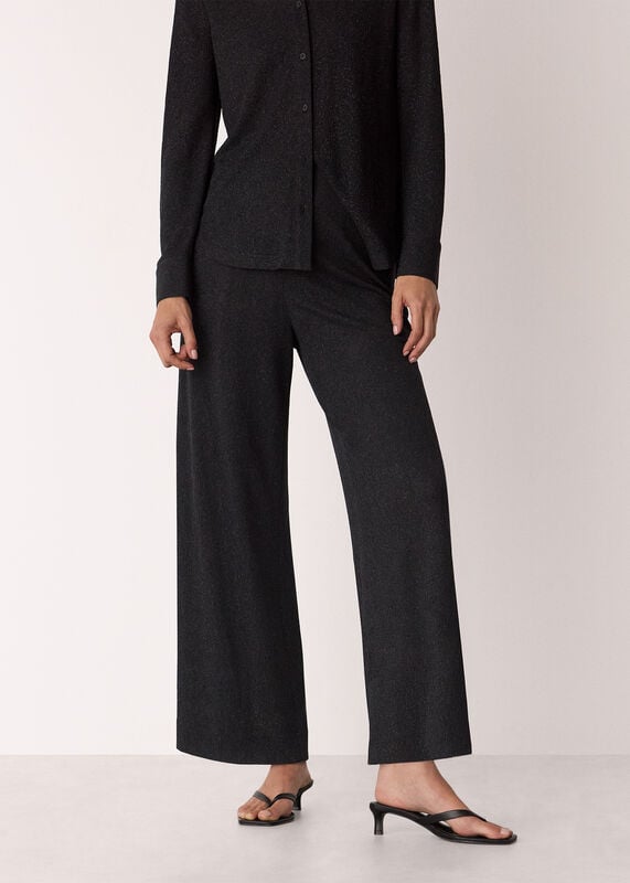 Black Eva Sparkle Cropped Pants 