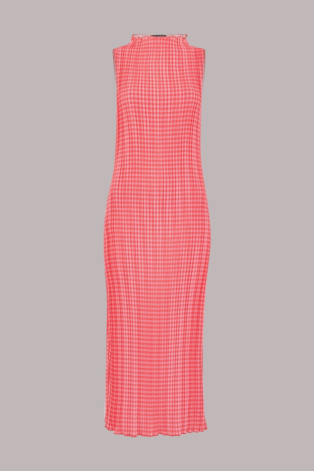 Houndstooth Plisse Midi Dress