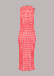 Houndstooth Plisse Midi Dress