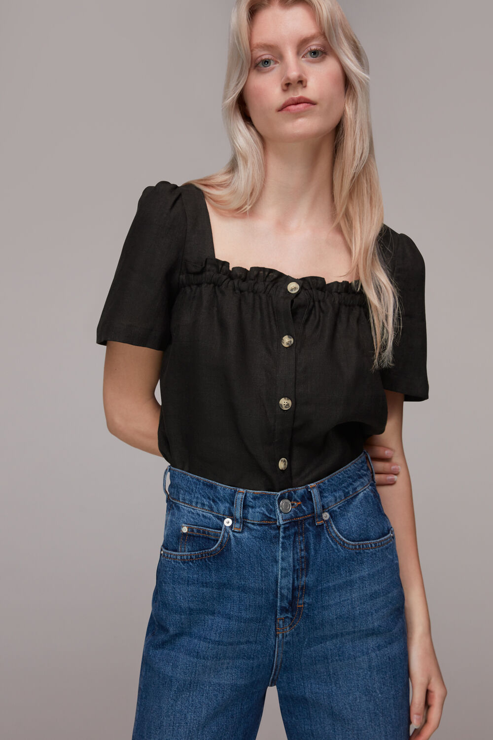 Square Neck Linen Top