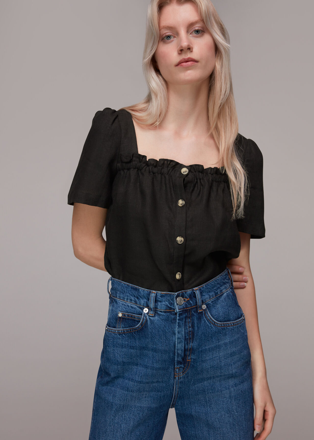 Square Neck Linen Top