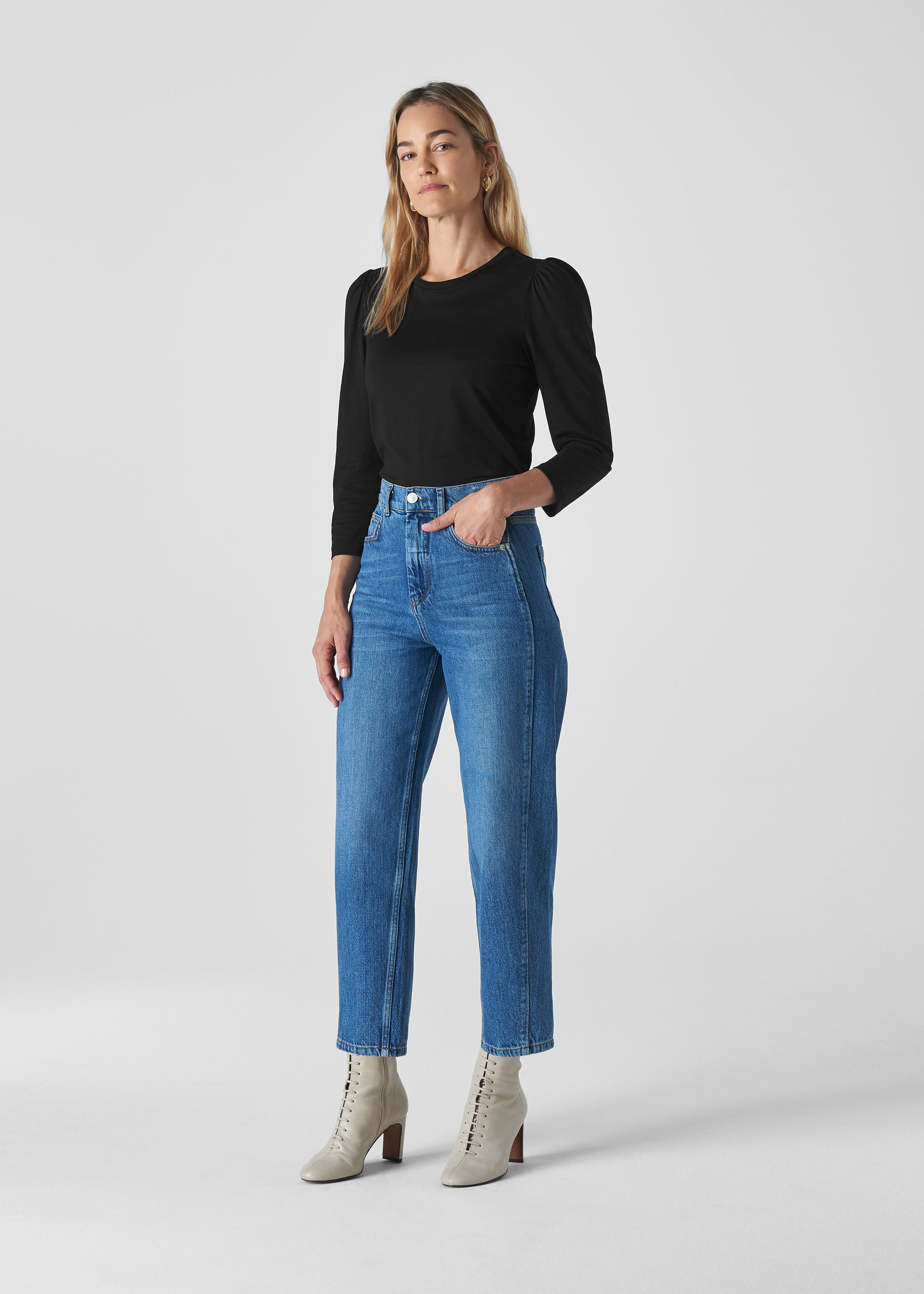 Puff sleeve top black hot sale
