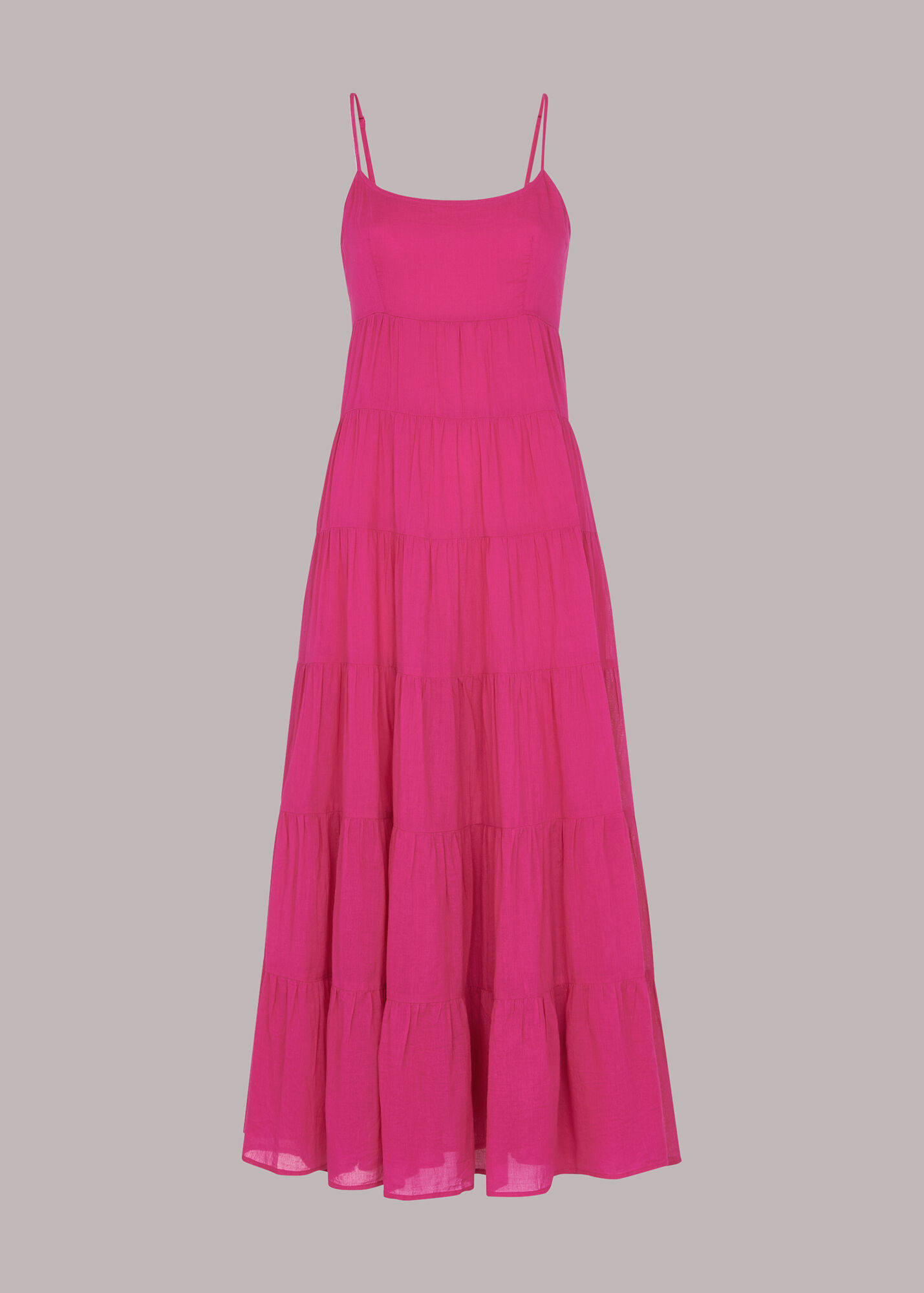 Pink Grace Tiered Midi Dress | WHISTLES