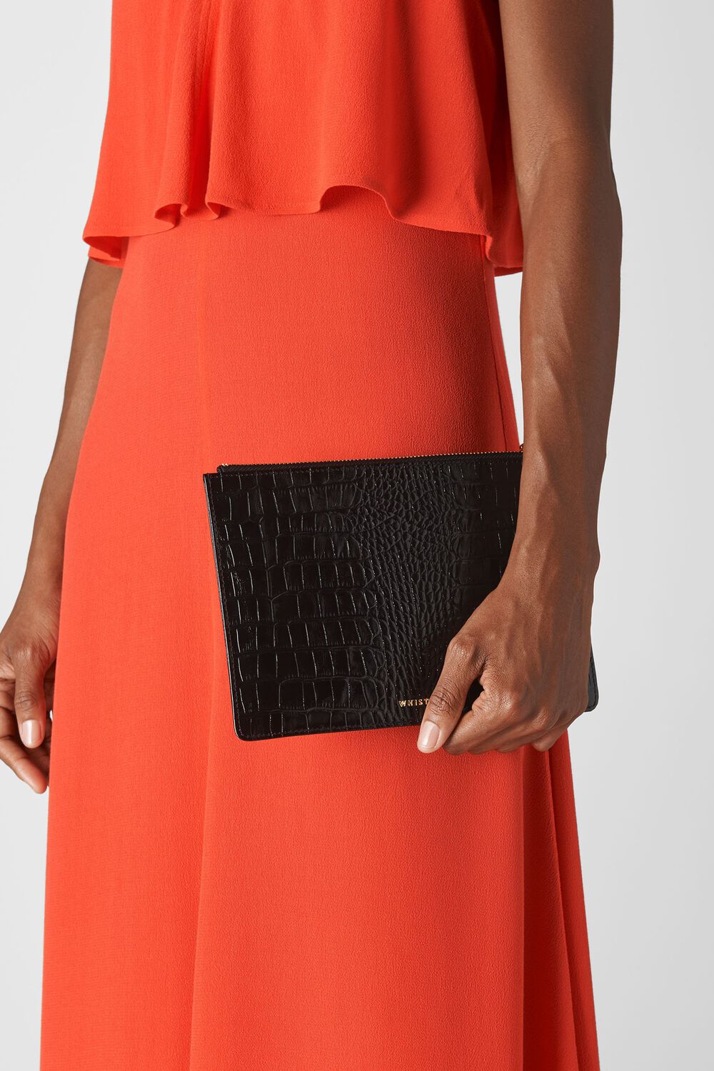 Shiny Croc Small Clutch Black