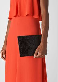 Shiny Croc Small Clutch Black