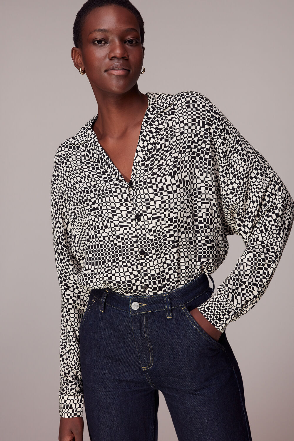 Multicolour Checkerboard Ramona Blouse