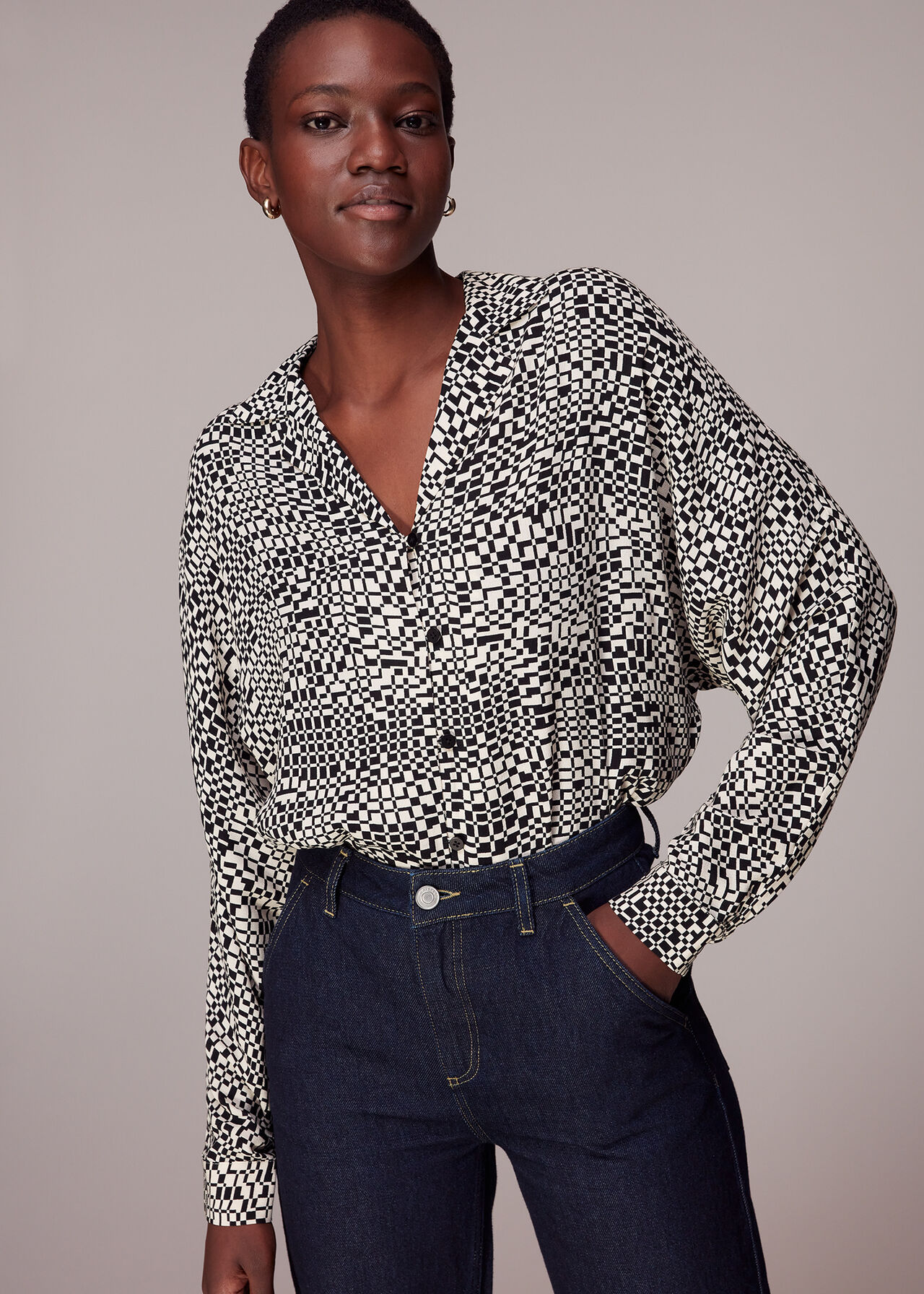 Multicolour Checkerboard Ramona Blouse | WHISTLES