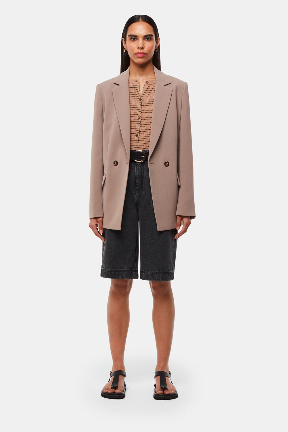Taupe Nina Double Breasted Blazer