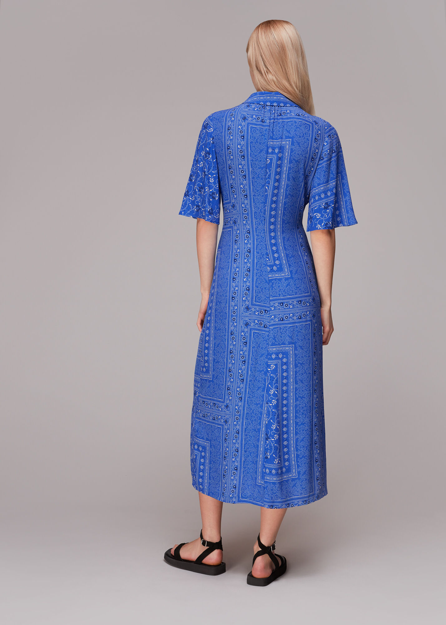 Blue Multi Bandana Spot Print Shirt Dress WHISTLES