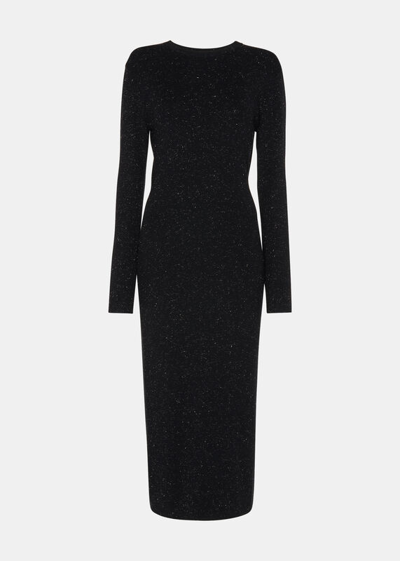 Black Annie Sparkle Knit Sweater Dress