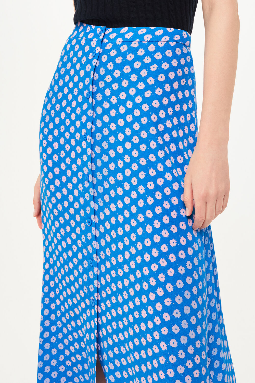 Blue Floral Sunburst Skirt