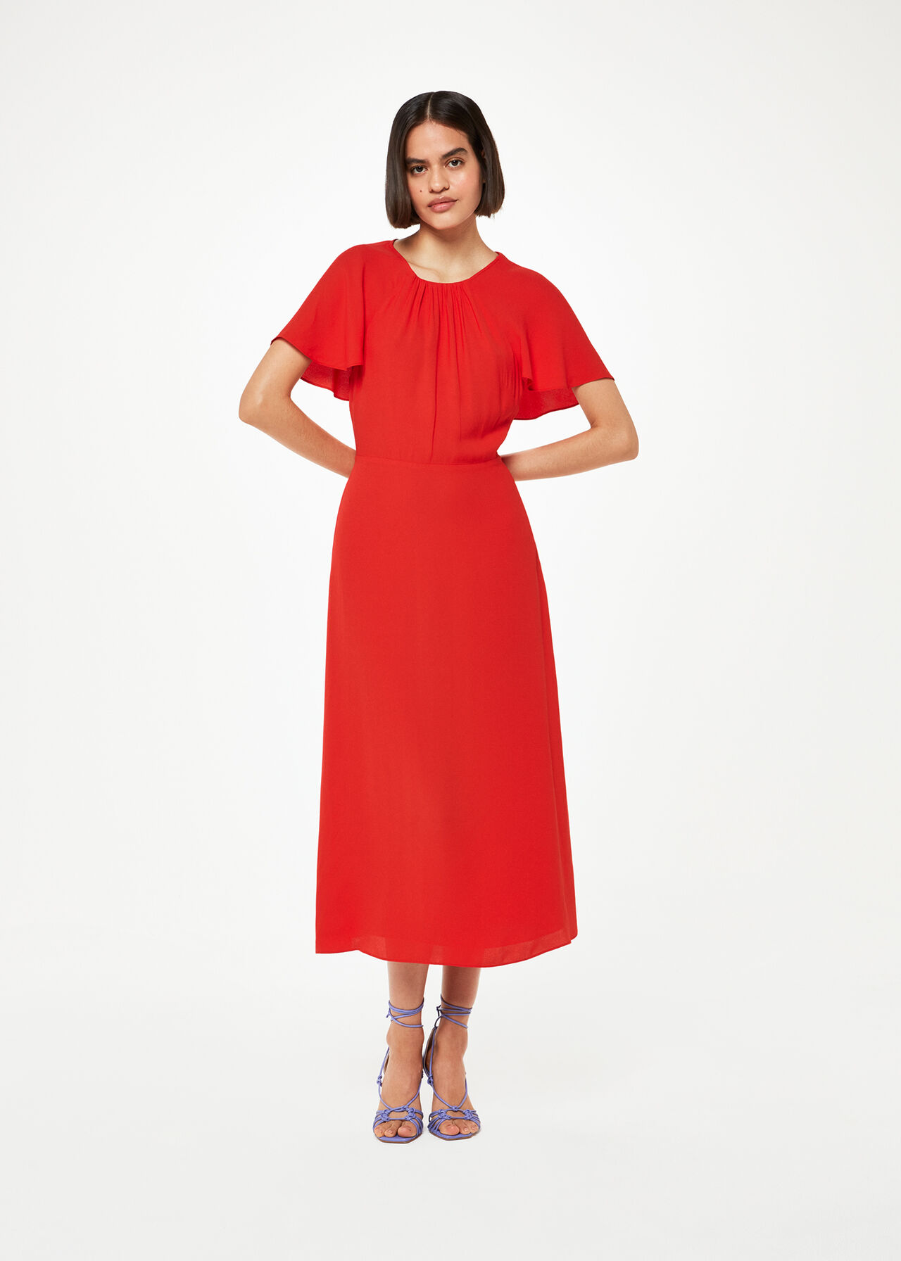 Red Annabelle Cape Sleeve Dress WHISTLES