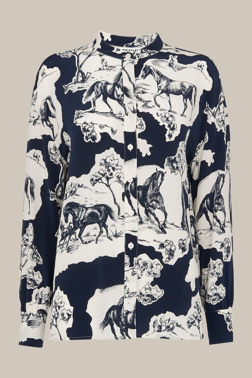 Stallion Print Silk Shirt