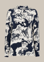 Stallion Print Silk Shirt