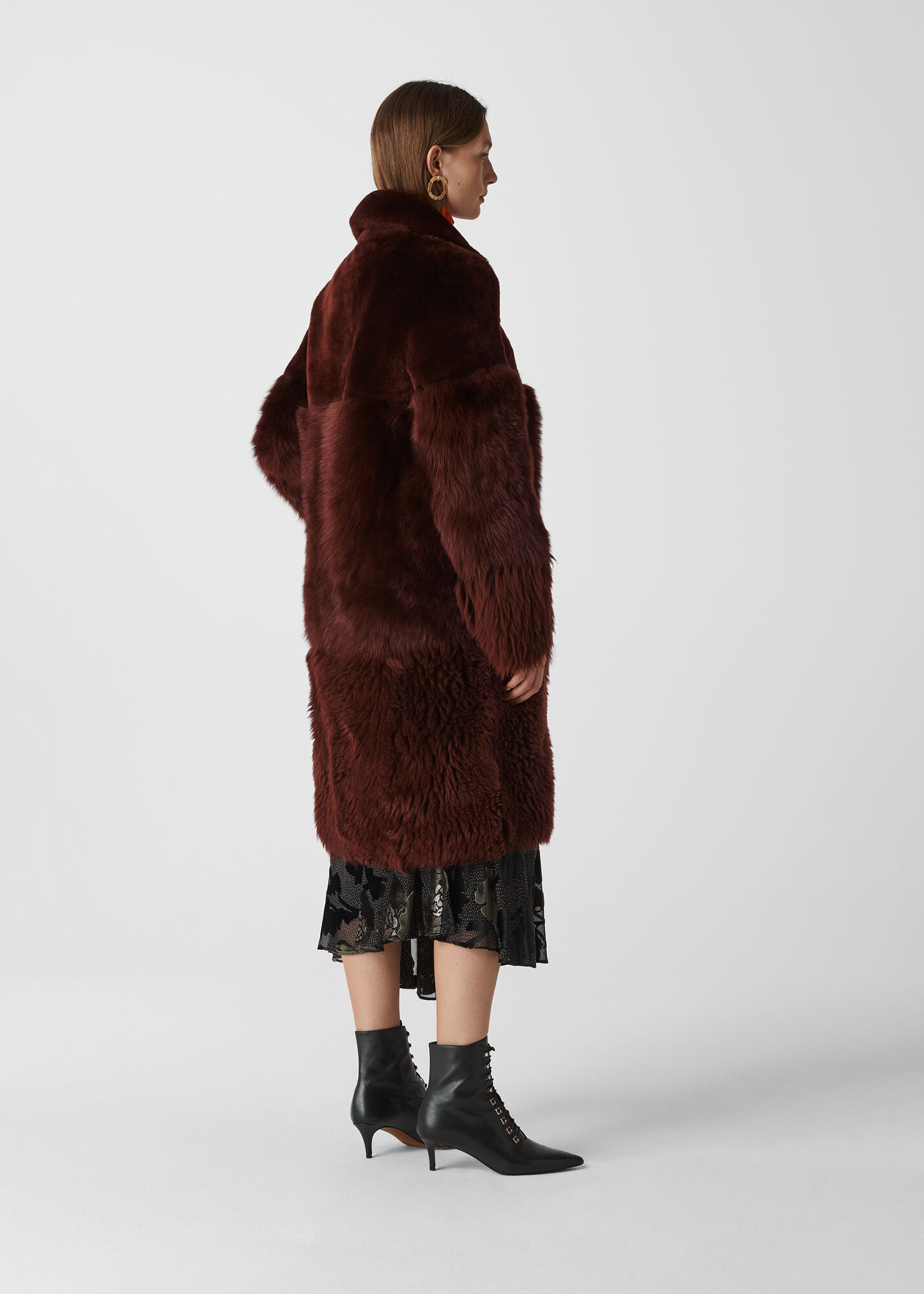 Brown Cosma Shearling Coat WHISTLES Whistles UK